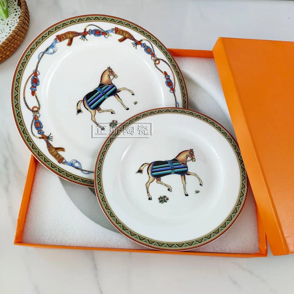 

European Style Ceramic Steak Plate Round Salad Dessert Cake Fruit Food Kitchen Household Products Breakfast Dessert Plate Set