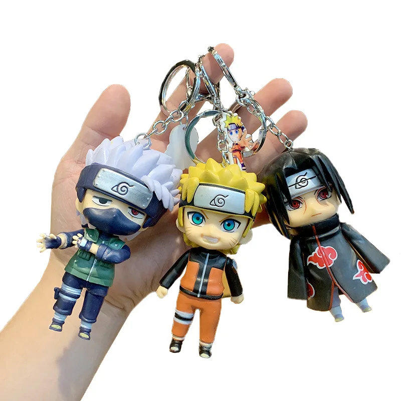 

Kawaii Anime Naruto Car Keychain Uzumaki Naruto Kakashi Uchiha Itachi Cute PVC Creative Pendant Accessories Cartoon Keychain Toy