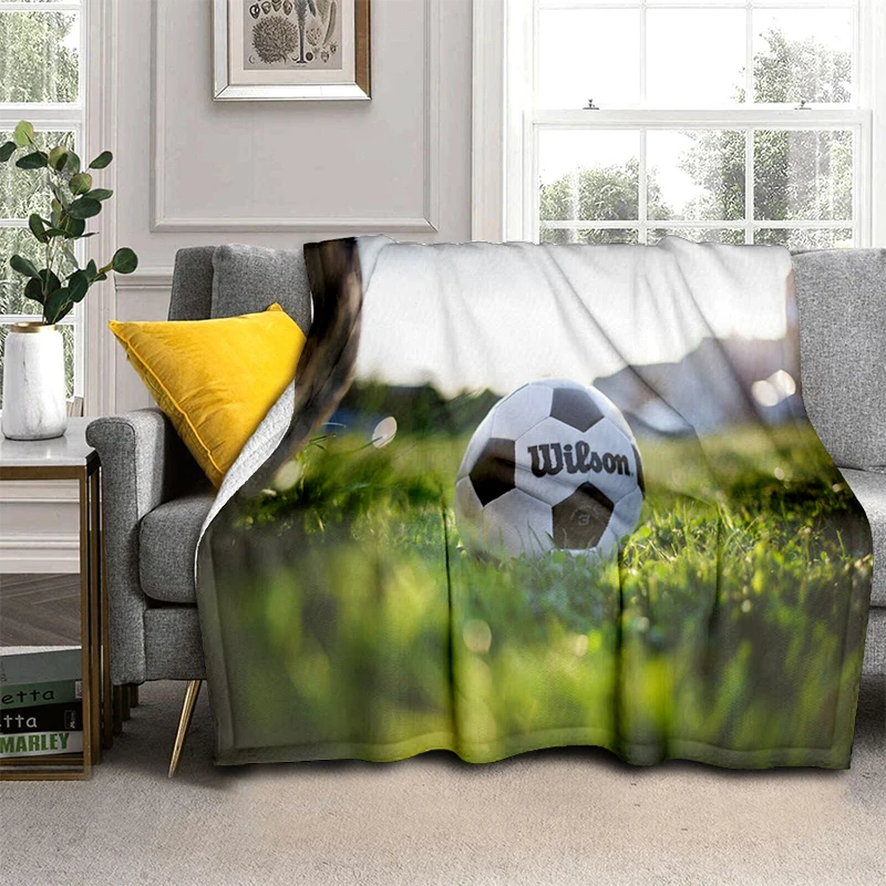 

3d Soccer Football Sports Silhouette Pattern manta sofa bed cover soft blanket plaid Soft Warm Flannel Throw Blankets Fans gift