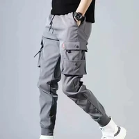 boy multi pockets cargo harem pants streetwear hip hop black gray casual male joggers trousers fashion harajuku men punk pants