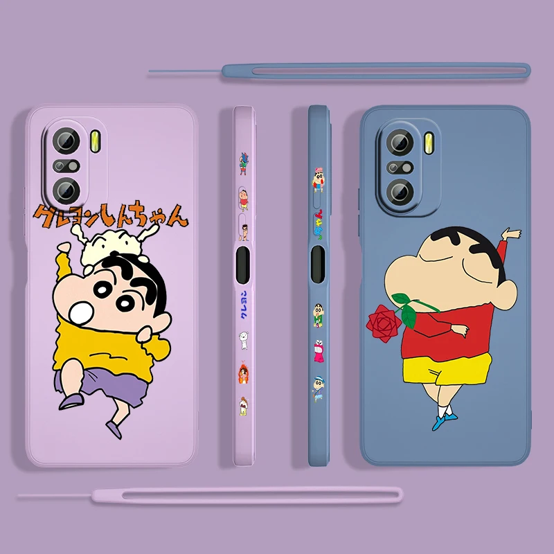 

Anime Boy Crayon Shin Chan For Xiaomi Redmi K50 Gaming 10X 9 9A 9T 9AT 8 8A 7 6A 5A 4X Pro 4G 5G Liquid Left Rope Phone Cover