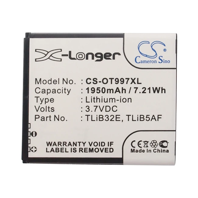 

Аккумулятор Cameron Sino 1950 мАч для Alcatel OT-5035D One Touch 5035D BASE Lutea 3 Lutea III TCL MW40 MW40V MW40VD MW40CJ S800