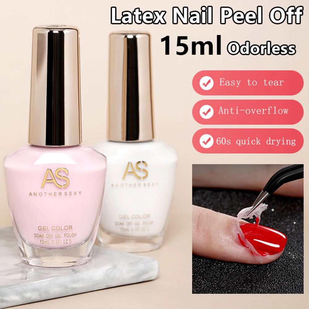 AS Nail Peel Off Жидкий клей против перелива 15 мл Латексная лента для кромок