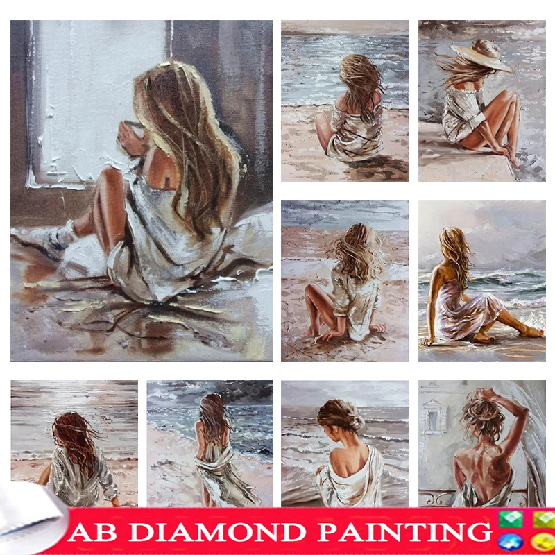 

Алмазная 5d картина AB «сделай сам», мультяшная вышивка, квадратная круглая мозаика для девушек, Приморского пляжа, вышивка крестиком, ручная работа, хобби