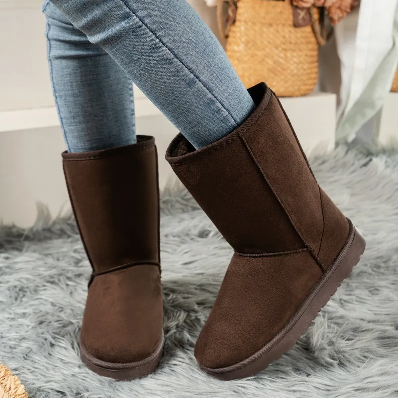 

Women's Shoes 2023 Light Winter Mid-Calf Women's Boots Warm Snow Boots Women Sewing Round Toe Slip-on Low Flat with Shoes Women