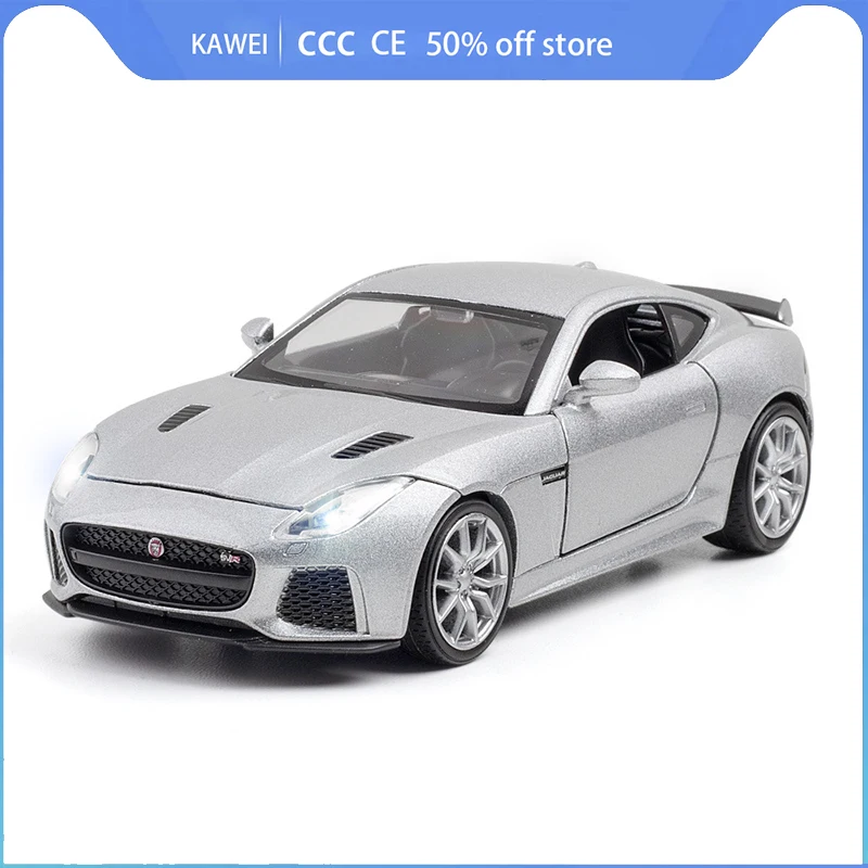 

1/32 Alloy Diecast Jaguar F-TYPE Car Model Toy Sports Cars Models Rubber Tire Pull Back Light Sound Vehicle For Collection Gifts
