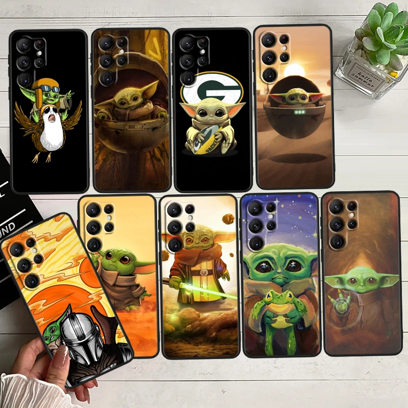 

Star wars Mandalorian Yoda Baby Black Phone Case For Samsung Galaxy S23 S22 S21 S20 FE Ultra Pro Lite S10 S10E S9 Plus 5G Cover