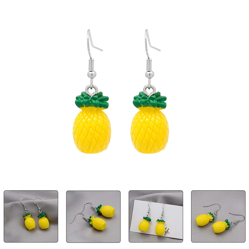

1 Pair Stylish Pineapple Earrings Fruit Styled Eardrops Lady's Ear Jewelry