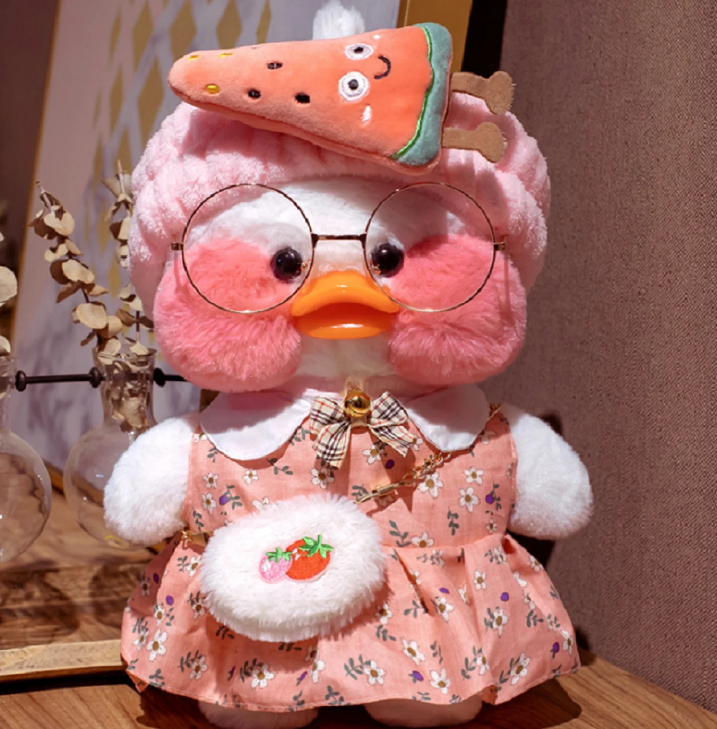 

Lafanfan poupée canard en peluche de 30cm, jouet pour enfants, vêtements assortis lunettes accessoires cadeaux livraison rapide