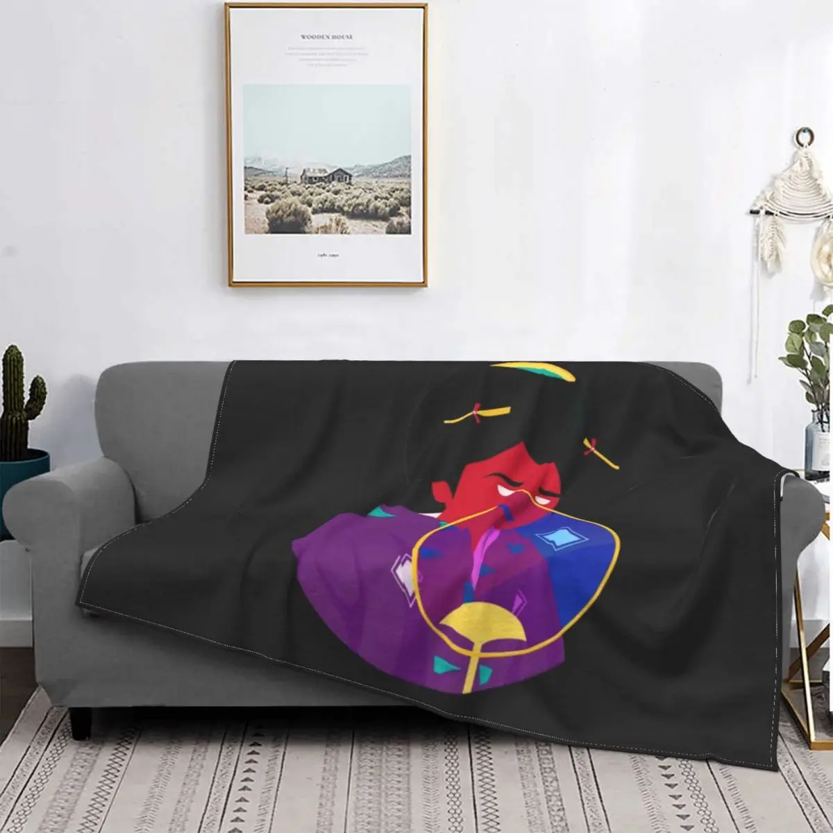 

Geisha Portable Comfort Anti-Pilling Home Decor Skin-Friendly Surroundings Lightweight Non-Fading Non-Stick Blanket Minimalistic