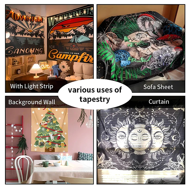 Настенный гобелен в стиле хиппи для спальни гостиной