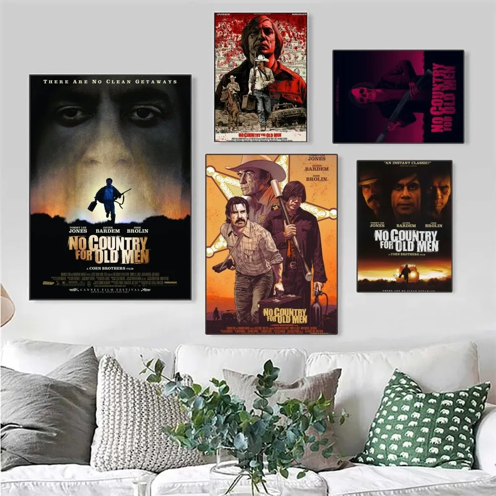 Нет страны для стариков эстетика фильма постер наклейка в стиле ретро и