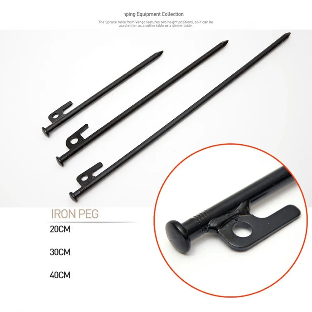 

20/25/30/40cm Metal Tent Beach Canopy Camping Stakes Peg With Rope Ground Nail Durable Outdoor Camping Tent Accessories .