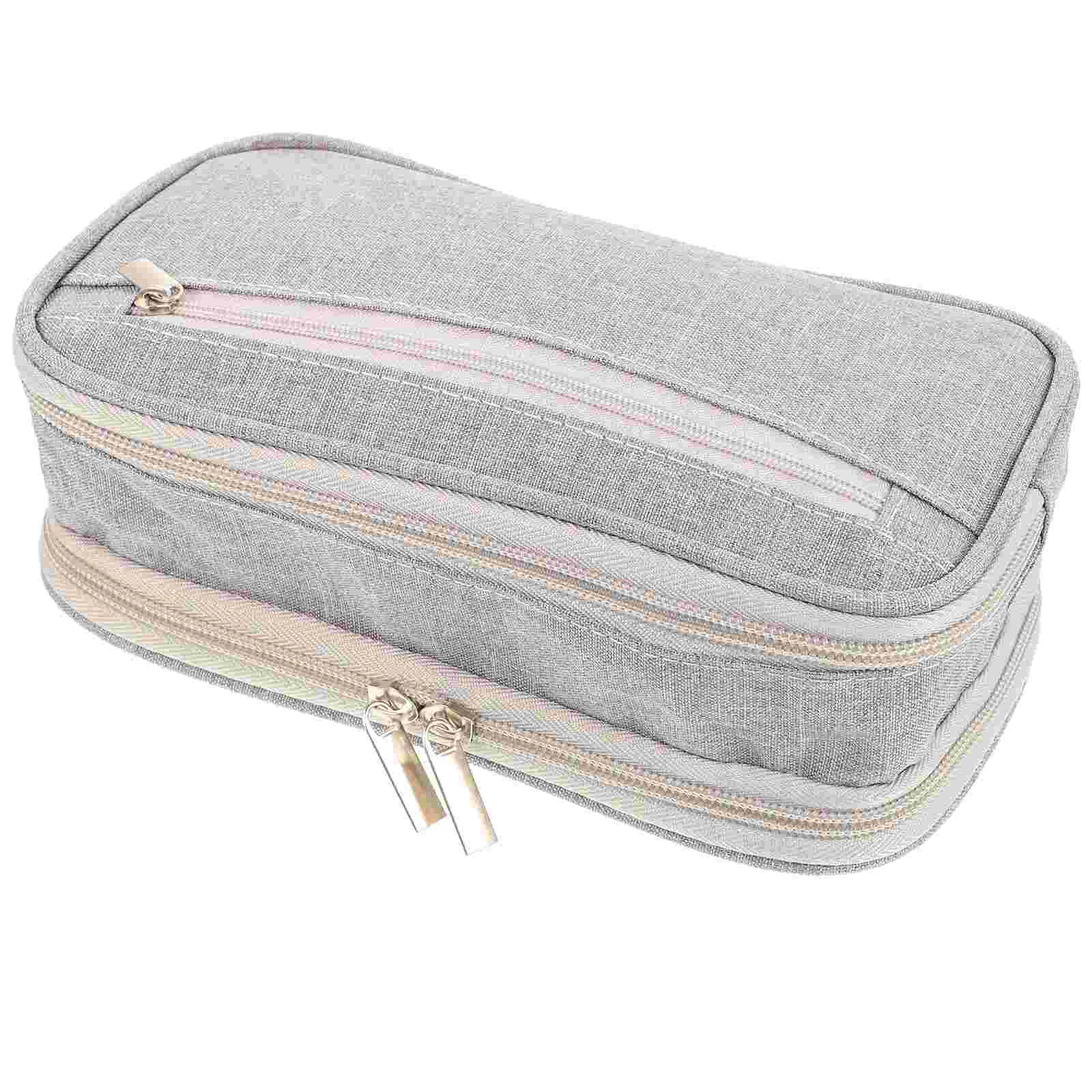 

Pen Pouch Bag Portable Case Stationery Function Multi Zipper Organizer Nylon Office Handheld Boyssupplies Box School Storage