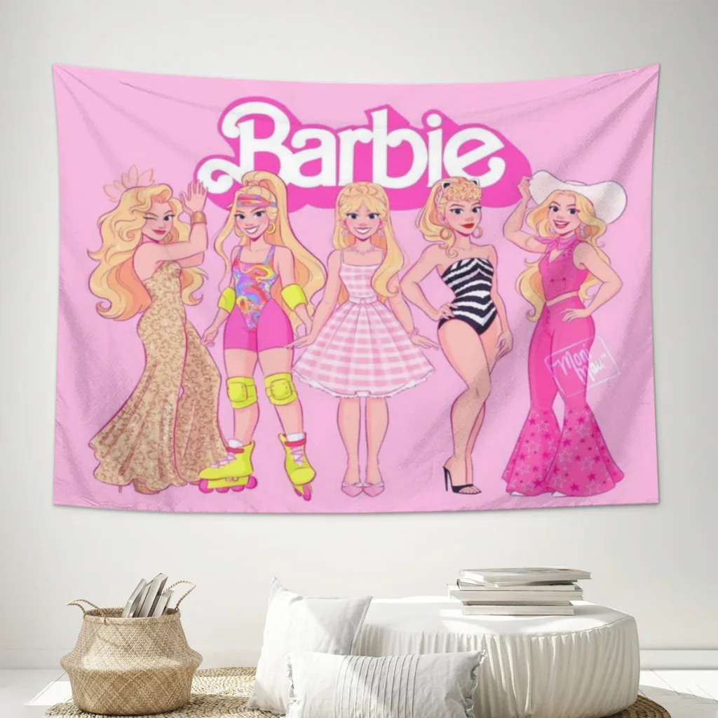 Барби Ярко-розовый гобелен Декор комнаты Эстетическое украшение дома Спальня