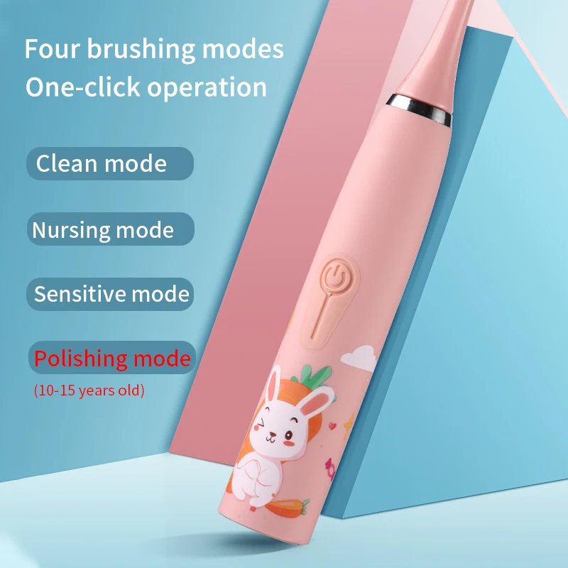 Children's Electric Toothbrush Cartoon Pattern for Kids with Replace The Tooth Brush Head Ultrasonic Electric Toothbrush