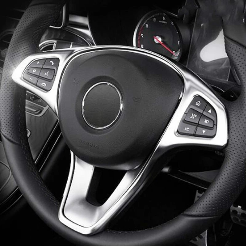

Car Steering Wheel Button Frame Dcoration Sticker Trim For Mercedes Benz C E W205 W213 GLC X253 Class Interior Accessories