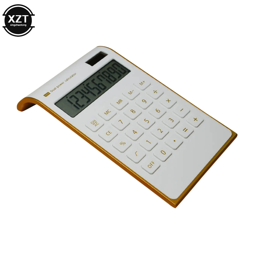 Desktop Calculator Mini Slim 10 Digits Display Solar & Battery Dual Power Crystal Buttons Basic Counter Office School Supplies