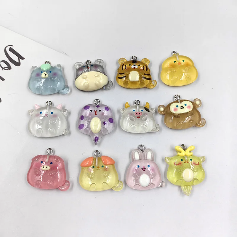 Подвески в виде китайских знаков зодиака, 10 шт., подвески в виде свиньи, змеи, кролика, кошки, собаки, курицы, фурнитура для рукоделия, модные украшения