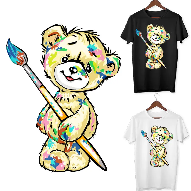 

Crayon Teddy Bear Iron on Transfers for Clothing Thermoadhesive Patches Fusible Patch for Clothes Cute Cartoon Anime Stickers