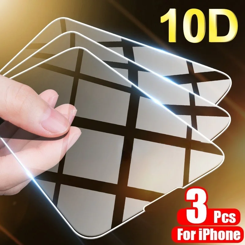 

3PCS Full Cover Tempered Glass On the For iPhone 11 12 13 Pro XS Max XR X Screen Protector For iPhone 8 6 7 Plus SE 5 5s Glass