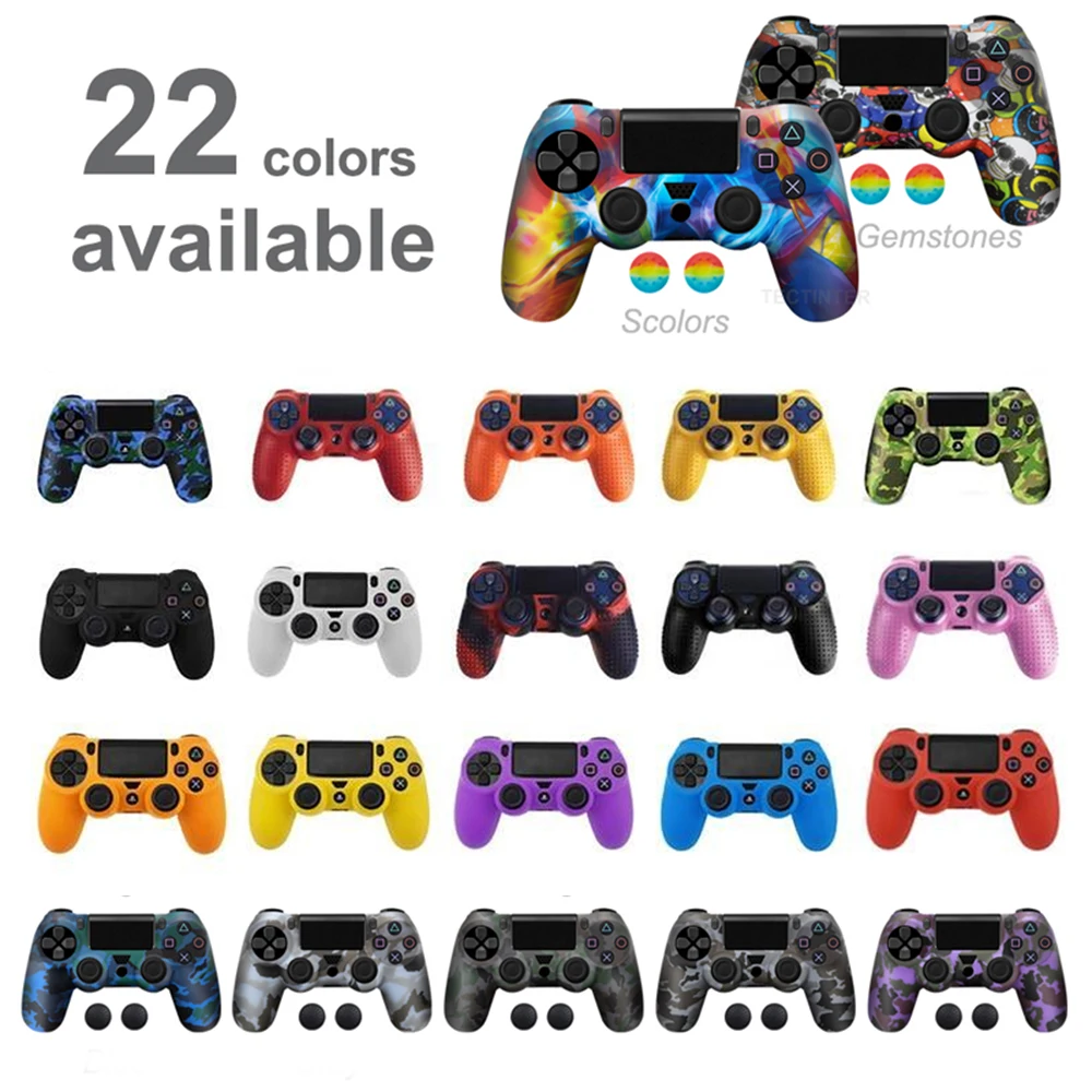 

25 Colors Silicone Camo Protective Skin Case for Sony Dualshock 4 Ps4 Playstation 4 Pro Slim Controller Thumb Grip Joystick Cap
