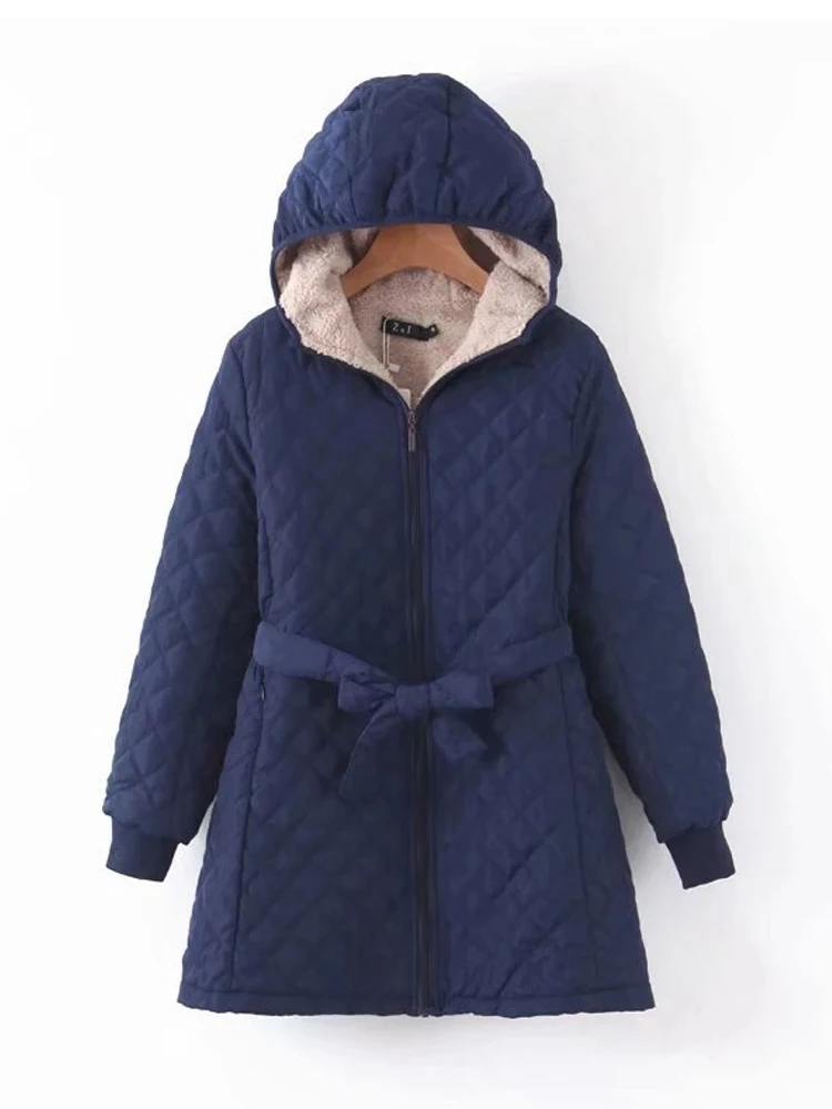 Женское зимнее пальто новинка 2022 хлопковые парки с капюшоном длинная клетчатая