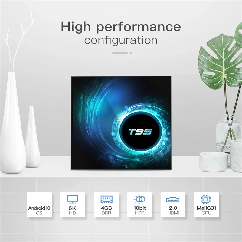 ТВ-приставка Android 10 T95 6K HD 2 4G & 5G Wifi голосовой помощник Google Поддержка нескольких