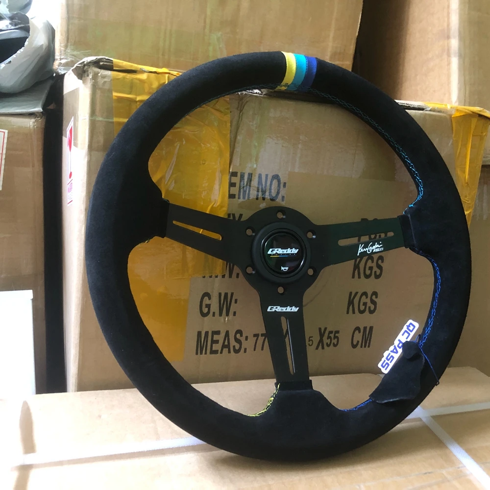 14-дюймовый руль JDM Racing Greddy Rally Drift замшевый кожаный Volantes для VW BMW Toyota Honda