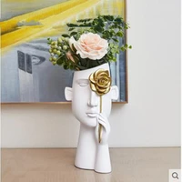 creative nordic face art vase ornament home office shop desktop decoration craft
