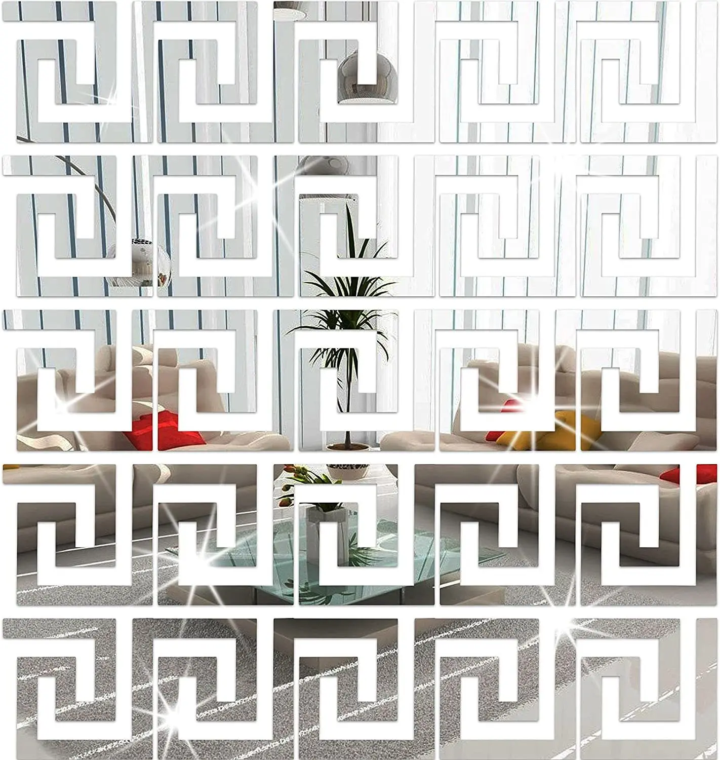 

10Pcs DIY Hollow Mirror Acrylic Three-dimensional Wall Sticker Decoration Self-adhesive Frame Waistline