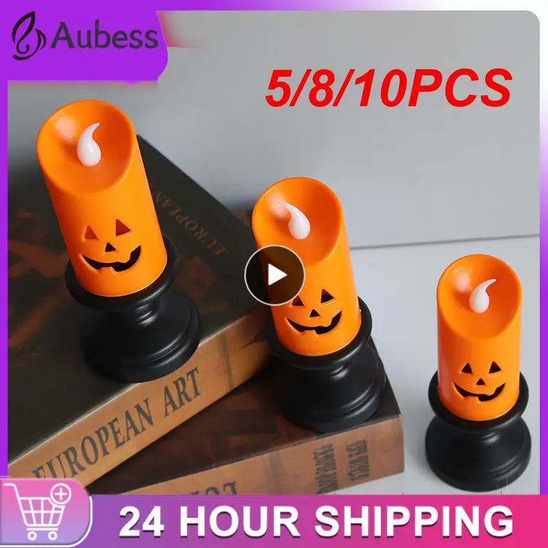 

2021Halloween Candle Light LED Colorful Candlestick Table Top Decoration Pumpkin Party Happy Halloween Party Decor For Home