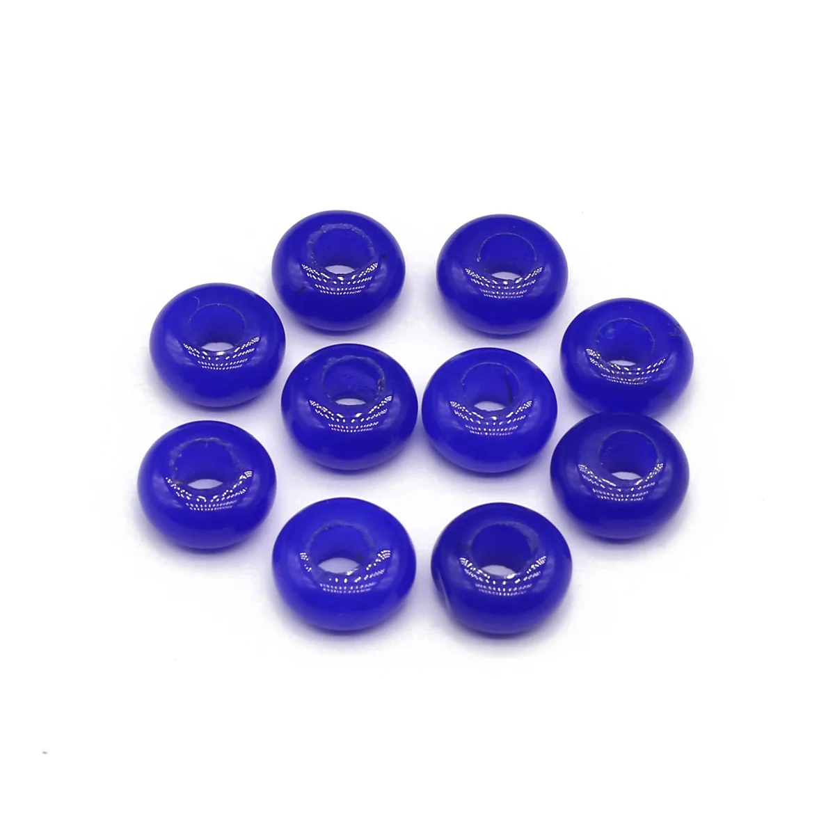 

10 шт./комплект, бусины из натурального камня, синий и белый кварц, круглые бусины 5 × 10 мм с большим отверстием, бусины россыпью для женских ожерелий