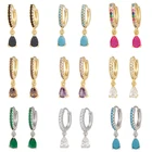 Мини маленькие серьги-кольца с радужным кристаллом, капли воды, золото, серебро, цвет кубический цирконий, Висячие вечерние серьги Huggie, модные ювелирные изделия QMHJE