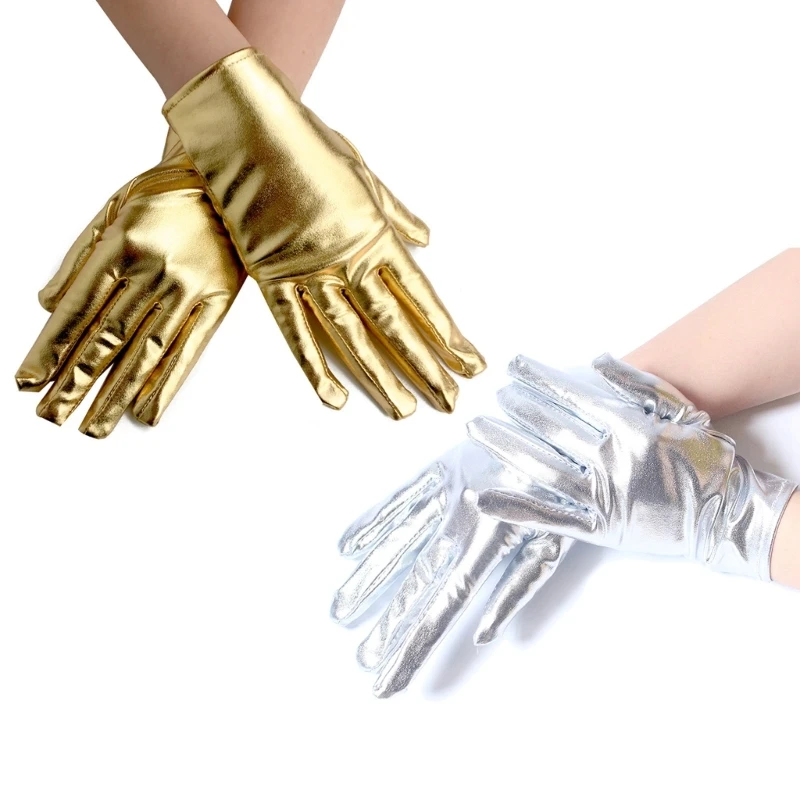 

Leather Gloves Women Fashion Party Gloves Lady Short Gloves Shimmering Uniform Mittens Evening Party Gloves