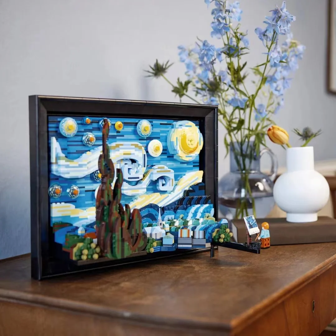 

Vincent Van Gogh:The Starry Night 21333 2316pcs Moc Art Painting Building Blocks Bricks Model Educational Toy Gift For Chidlren