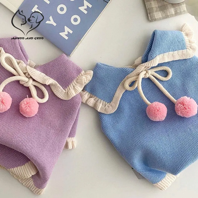 

Autumn Winter Knitting Sweater Pet Dog Clothes Warm Cat Dogs Cotton Jacket Puppy Bichon Teddy Clothing Pet Supplies Accessories