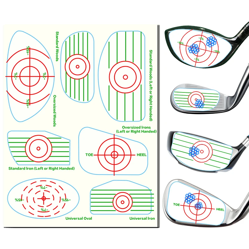 

7in1 Golf Club Impact Target Label Tape Sticker Practice for Iron Woods Wedge Club Test Paper Training Aid Accessories