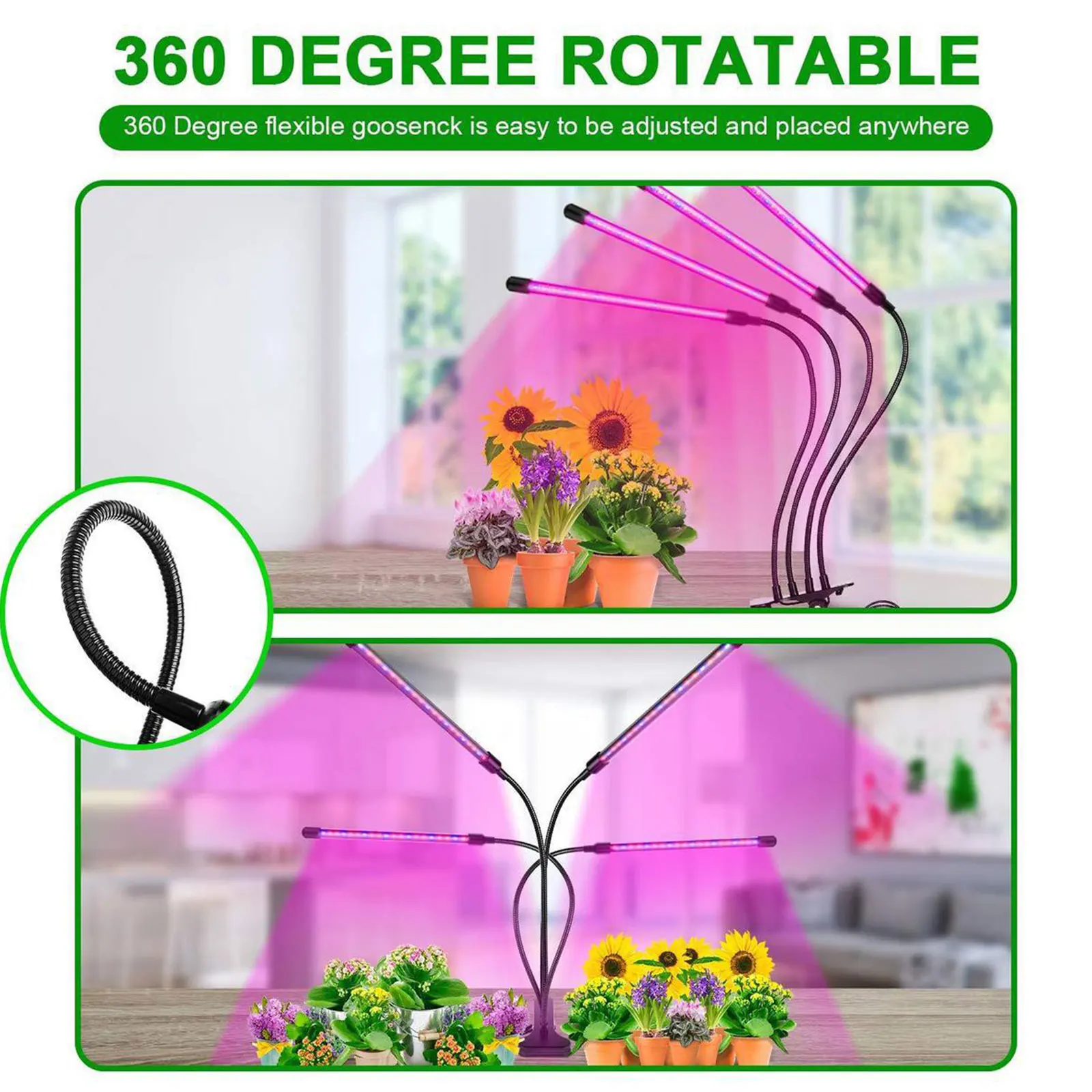 Светодиодная фитолампа полного спектра с зажимом лампа для растений теплиц