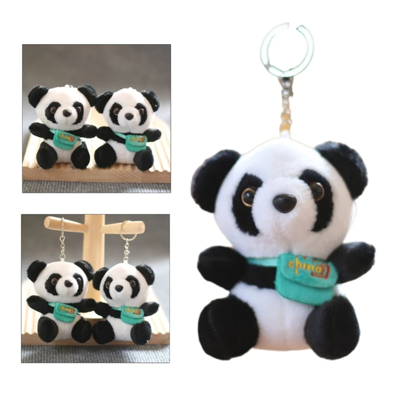 

Lovely Panda Charm Keychains Mini Plush Animal Pendant Car Keyring Backpack Decoration Handbag Bag Charm Pendant DropShip