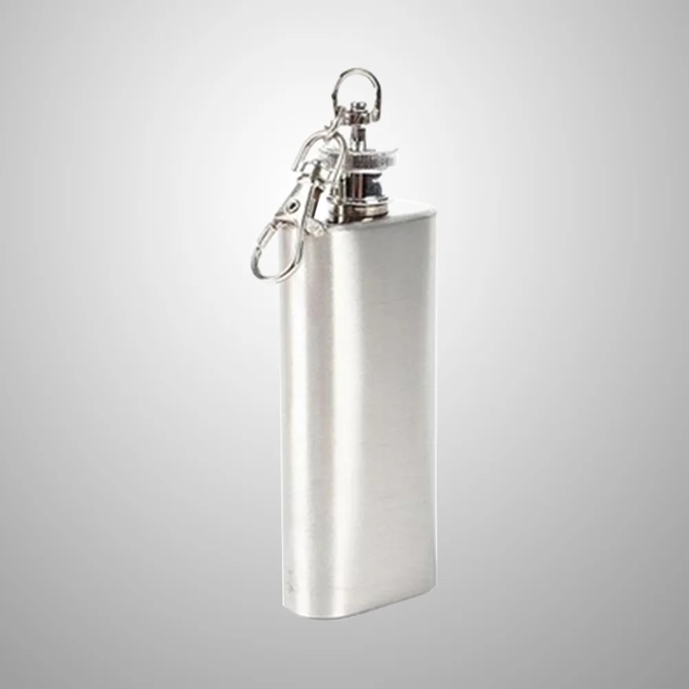 

2 Ounces Pocket Flask Hip Keychain Square Stainless Steel Flat Lid Jug Whiskey Bottle Travel