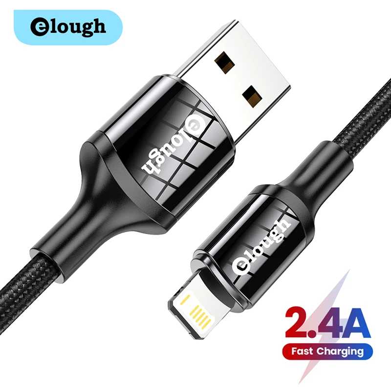 

Elough USB Cable 2.4A Fast Charging Cable For iPhone 8 9 X 11 12 Pro Max XS MAX Mini 13 Charger For iPhone iPad Data Cable