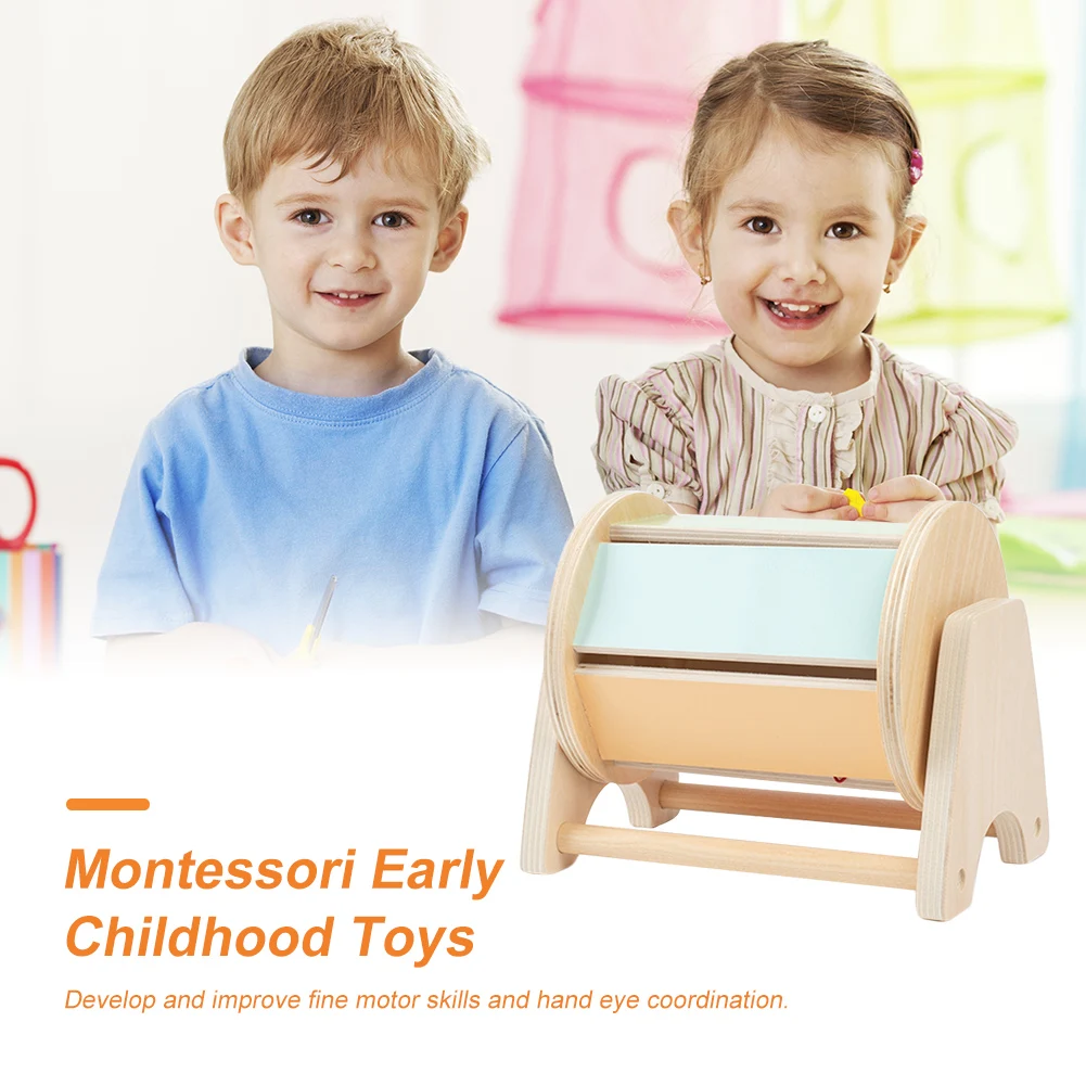 

Деревянный вращающийся барабан Монтессори, Обучающие игрушки, цветной познавательный подарок для младенца
