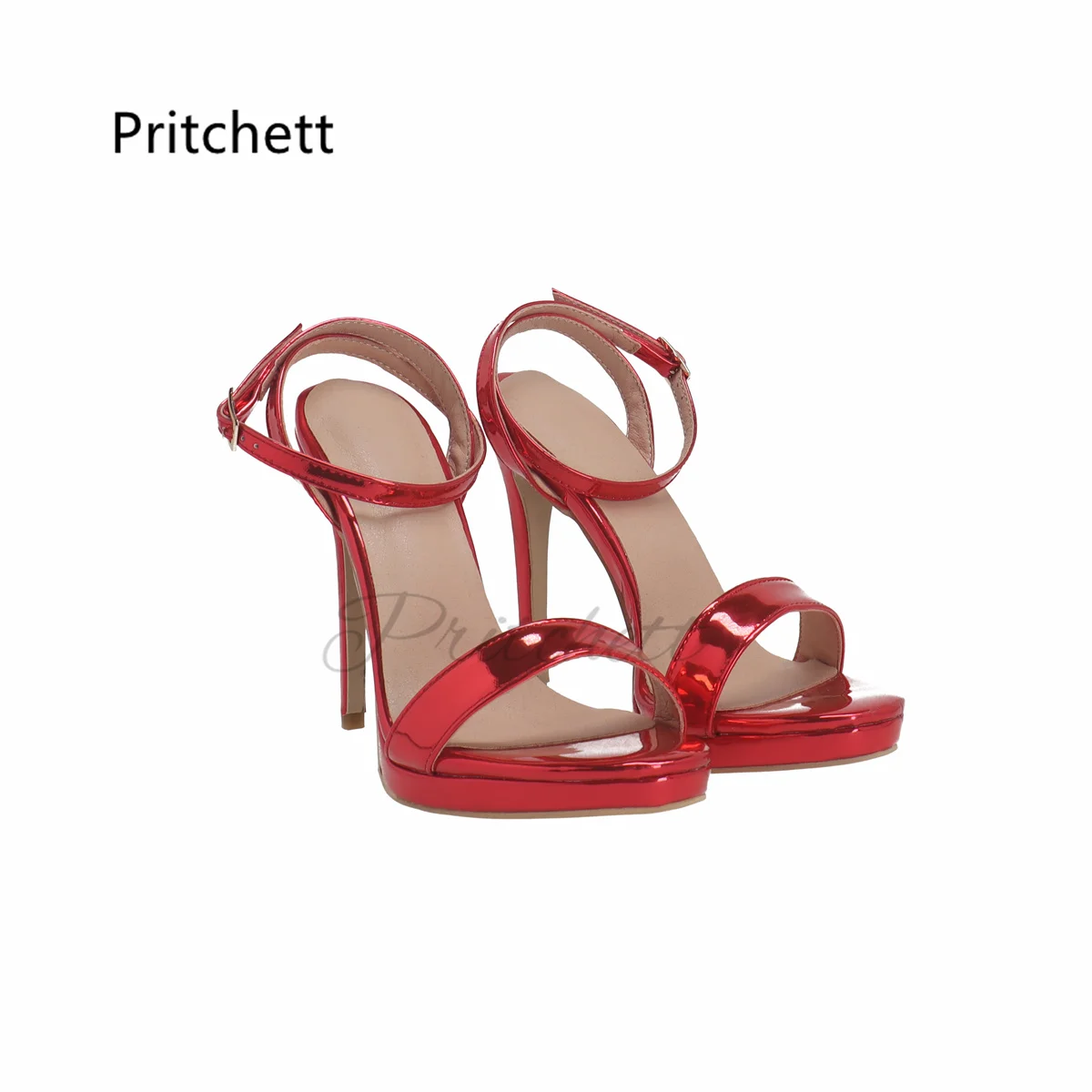 One Strap High Heels Sandals Women's Open Toe Summer Shoes Red Leather Stiletto Mature Concise Wedding Bride Shoe Female