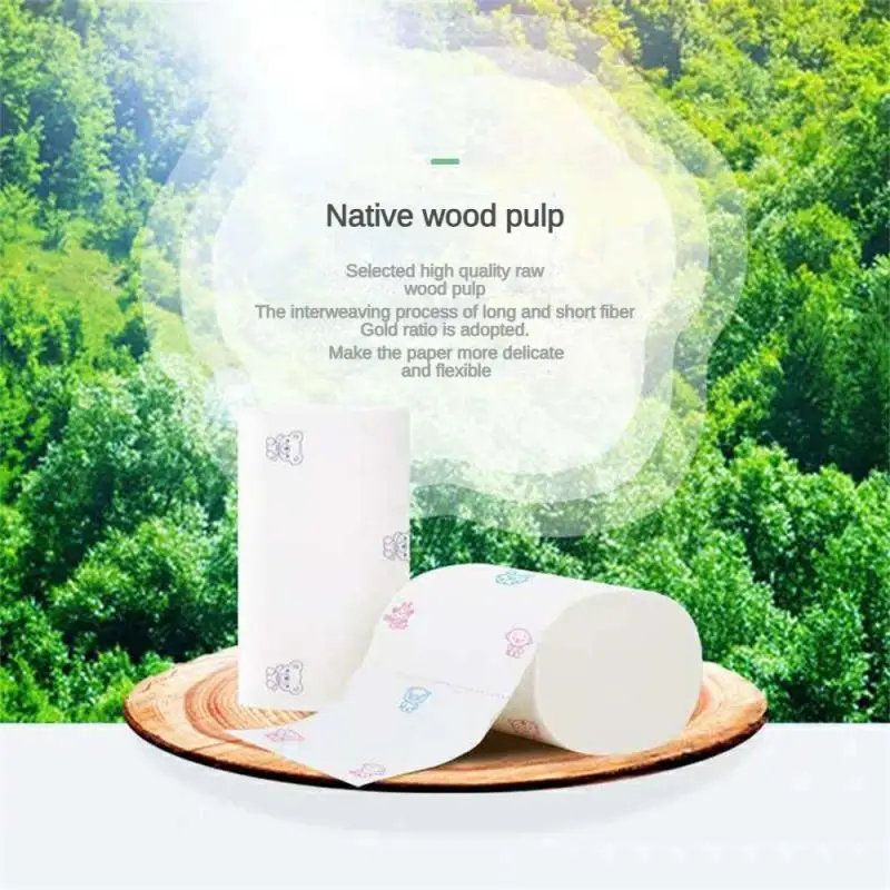 

Cute Toilet Paper Bulk Rolls Soft Printing Roll Papers Wc Accessories Bulk Rolls Of Paper No Fragrance Raw Wood Pulp 50 Rolls
