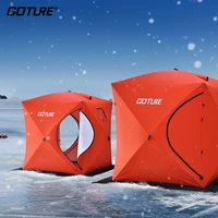 goture portable ice fishing shelter 3 4 people quick open winter camping tent waterproof windproof outdoor cotton warm tent