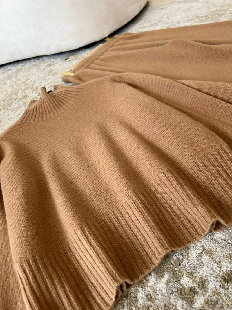 lingzhi-wu шерстяной свитер и брюки французский винтажный элегантный костюм из