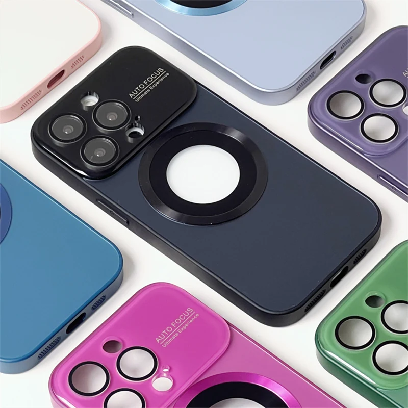 

Luxury Logo Hole Camera Protection Magsafe Wireless Charging phone case For iphone 11 13 12pro 13pro 14 14Pro Max back cover