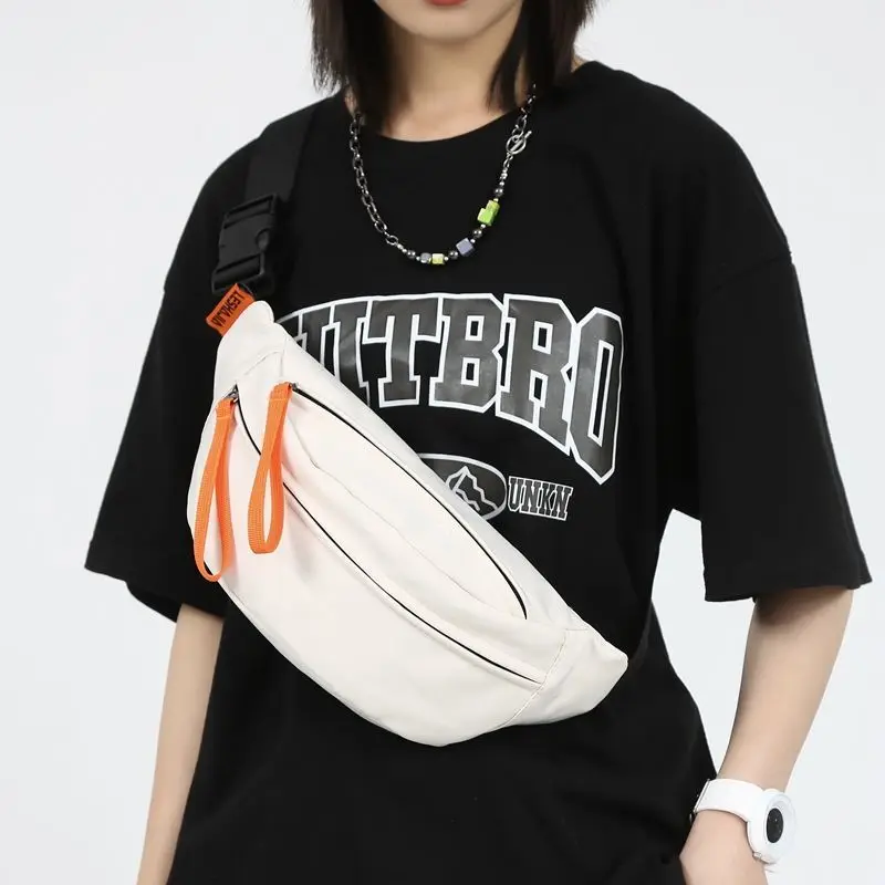 Men's Fashion Brand Sport Chest Bag  Japanese Style Simple Waist Bag Shoulder Bag Men's Canvas Casual Messenger Bag