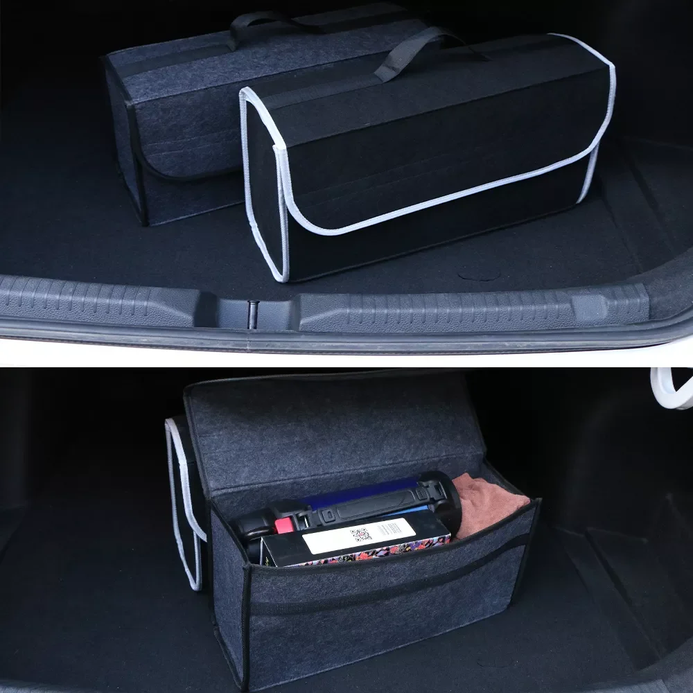 

Trunk Storage Felt Cloth Foldable Finishing Box Organizer in the Car Multifunctional Durable Storage Box Auto Accessories
